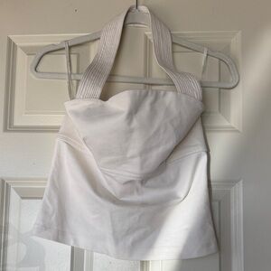 Anthropologie White Halter Crop Top